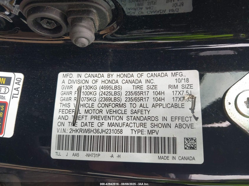 2018 HONDA CR-V LX 2HKRW6H36JH231058