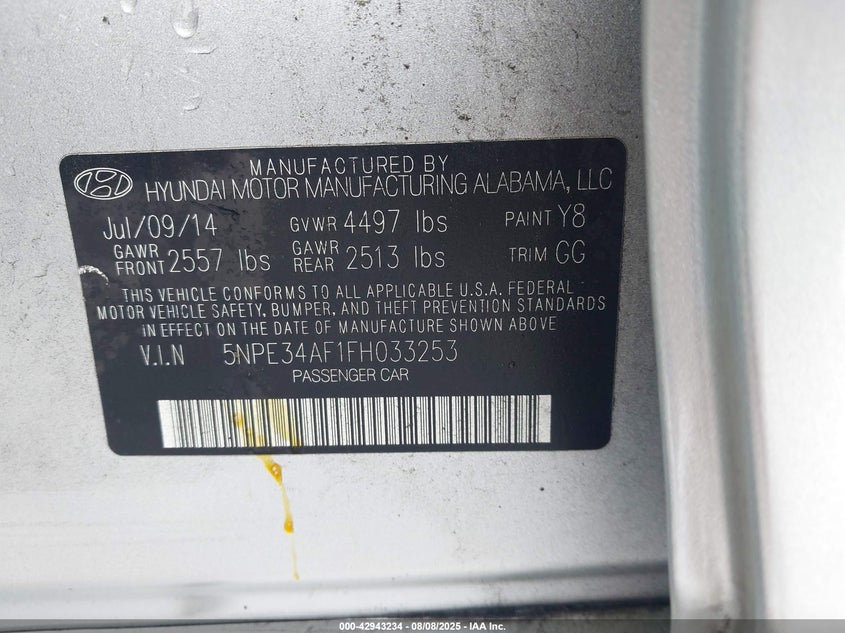 2015 HYUNDAI SONATA LIMITED - 5NPE34AF1FH033253