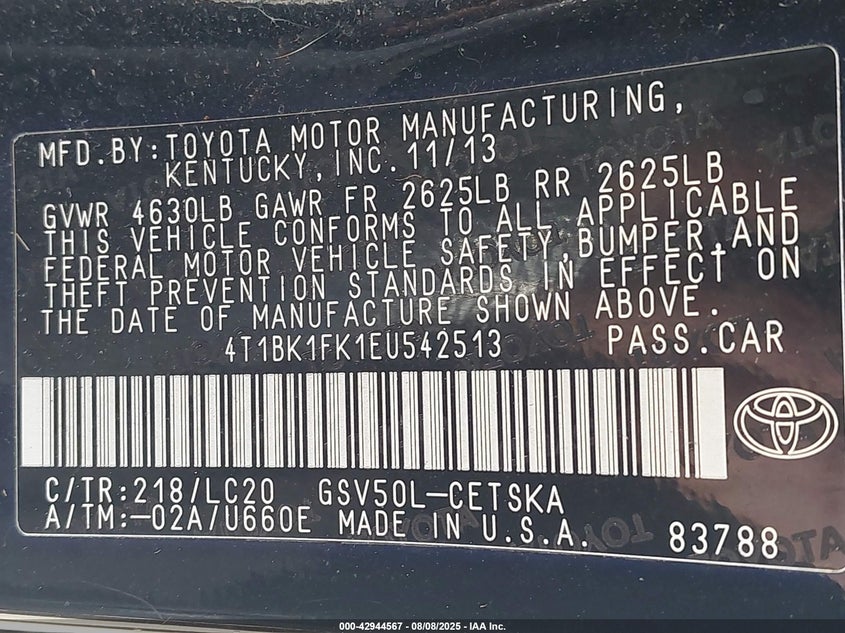 2014 TOYOTA CAMRY SE V6 - 4T1BK1FK1EU542513