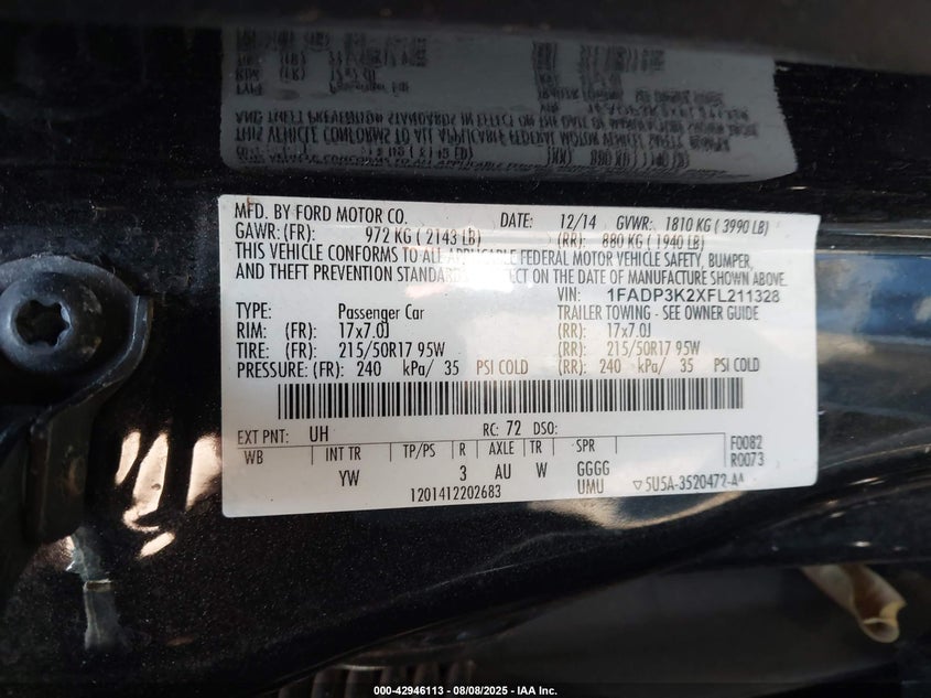2015 FORD FOCUS SE - 1FADP3K2XFL211328