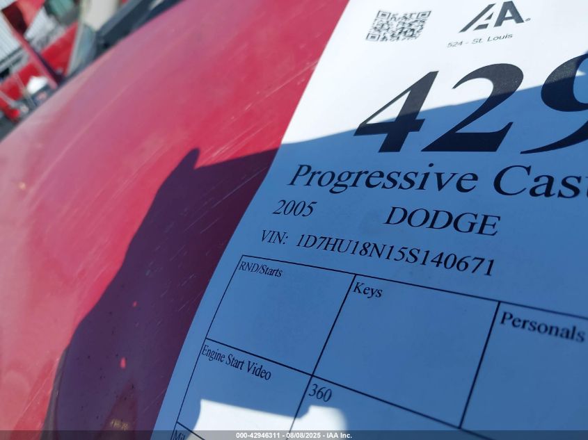 2005 Dodge Ram 1500 St VIN: 1D7HU18N15S140671 Lot: 42946311