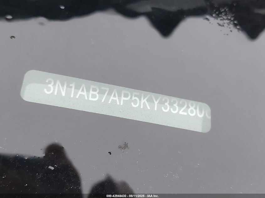 2019 Nissan Sentra S VIN: 3N1AB7AP5KY332806 Lot: 42948430