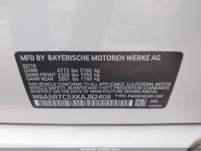 2019 BMW 330I XDRIVE - WBA5R7C5XKAJ82408