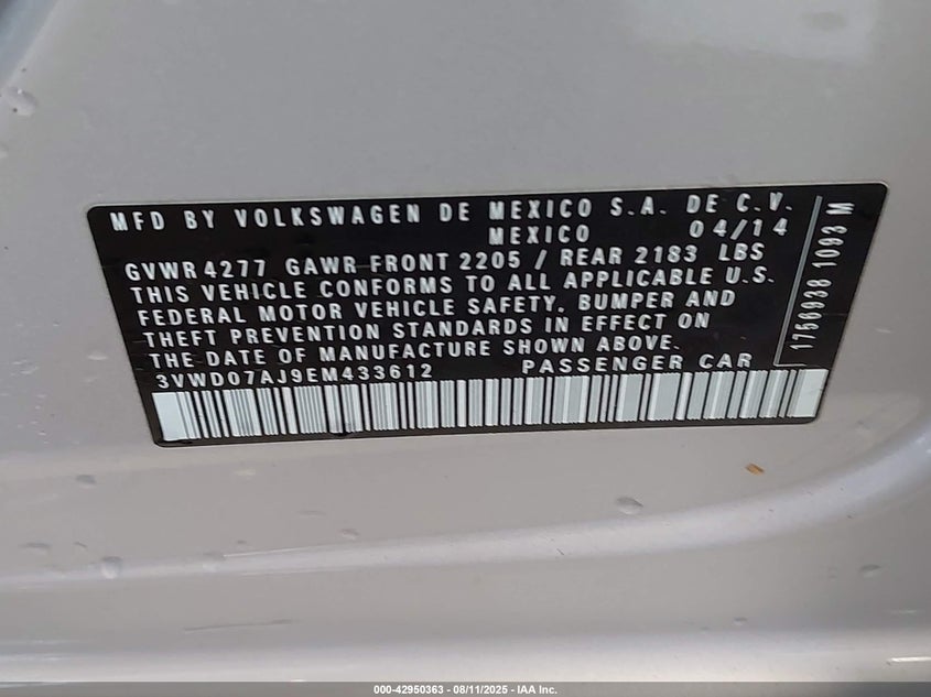 2014 VOLKSWAGEN JETTA 1.8T SE - 3VWD07AJ9EM433612