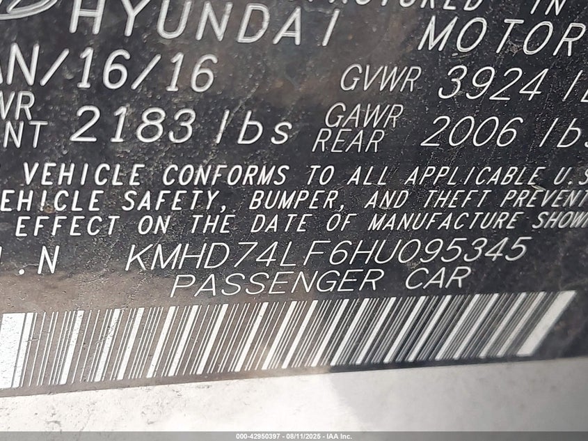 2017 HYUNDAI ELANTRA SE - KMHD74LF6HU095345