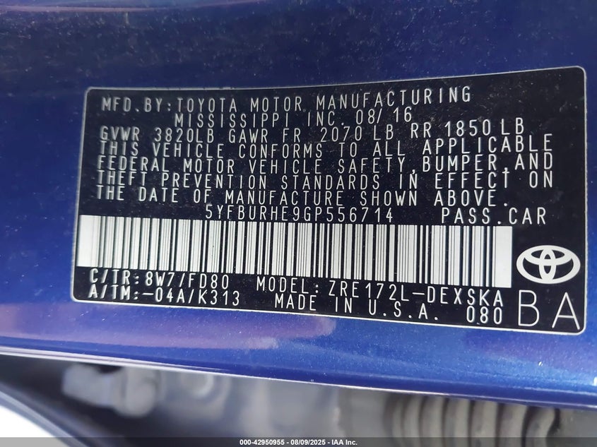 2016 TOYOTA COROLLA S PLUS - 5YFBURHE9GP556714