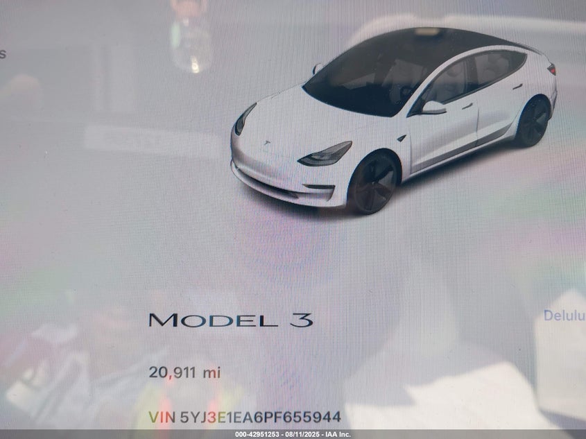 2023 Tesla Model 3 Rear-Wheel Drive VIN: 5YJ3E1EA6PF655944 Lot: 42951253