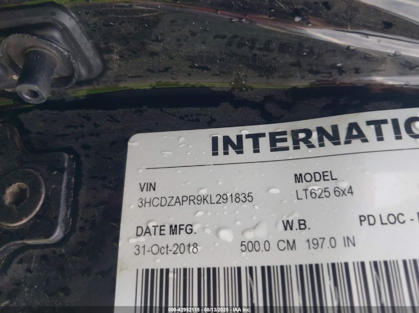 2019 International Lt VIN: 3HCDZAPR9KL291835 Lot: 42952115