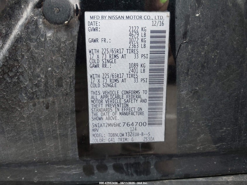 2017 NISSAN ROGUE SV - 5N1AT2MV6HC764700