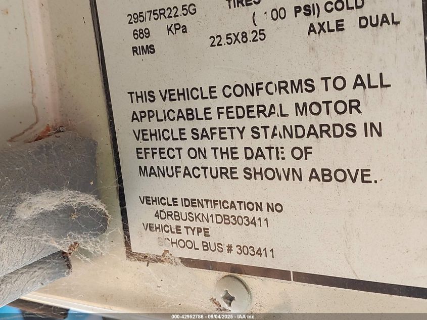 2013 Ic Corporation 3000 Ce VIN: 4DRBUSKN1DB303411 Lot: 42952786