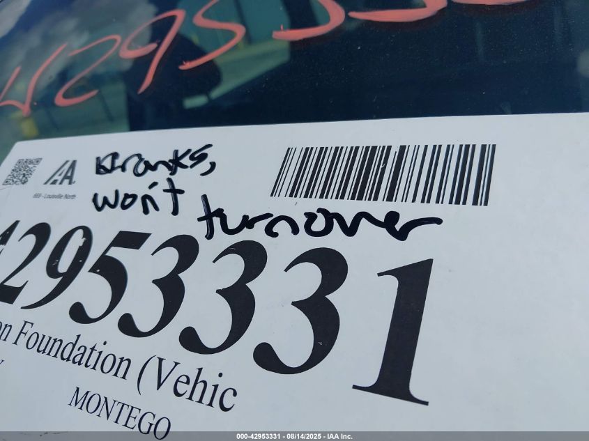 2005 Mercury Montego Premier VIN: 1MEFM42115G600289 Lot: 42953331