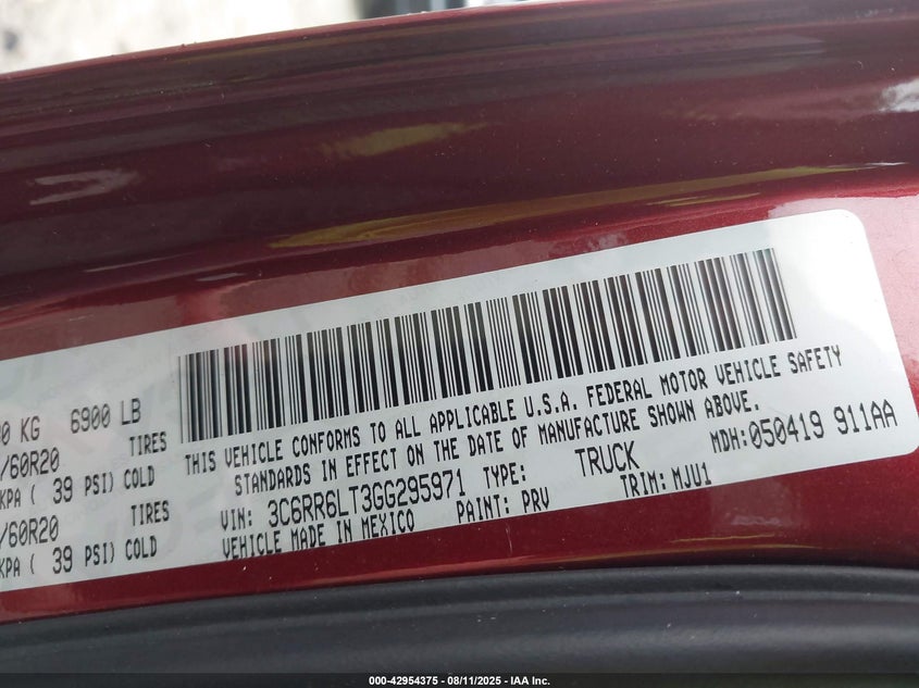 2016 RAM 1500 BIG HORN - 3C6RR6LT3GG295971