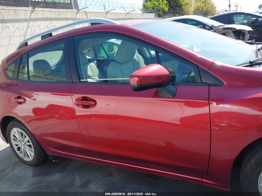 2018 Subaru Impreza 2.0 2.0i Premium Red Lot 111042955916 Vin 4S3GTAB60J3722890