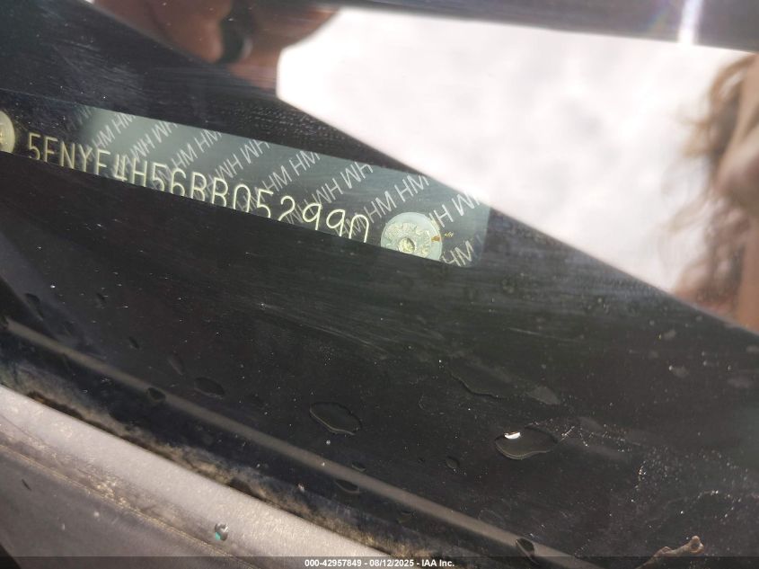 2011 Honda Pilot Ex-L VIN: 5FNYF4H56BB052990 Lot: 42957849