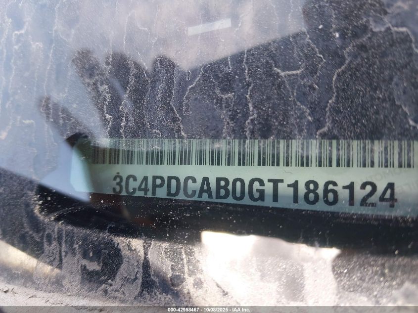 2016 Dodge Journey Se VIN: 3C4PDCAB0GT186124 Lot: 42958467