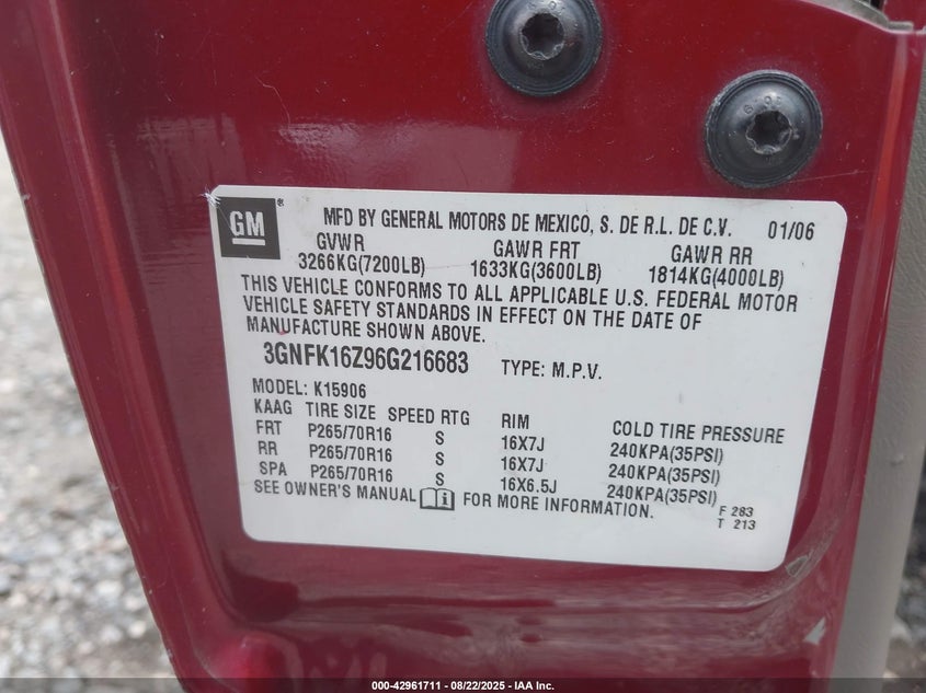 3GNFK16Z96G216683 2006 CHEVROLET SUBURBAN photo no. 9