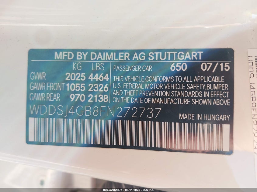 2015 MERCEDES-BENZ CLA 250 4MATIC - WDDSJ4GB8FN272737