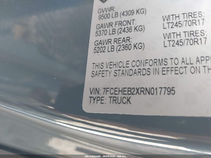 2024 Rivian Delivery 700 VIN: 7FCEHEB2XRN017795 Lot: 42962486