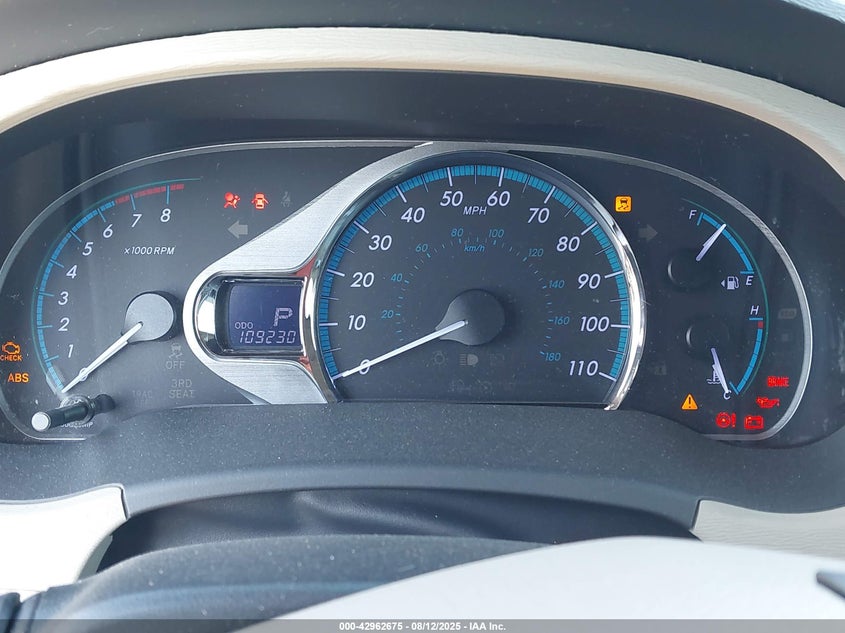 2012 Toyota Sienna Xle V6 8 Passenger VIN: 5TDYK3DC9CS239633 Lot: 42962675