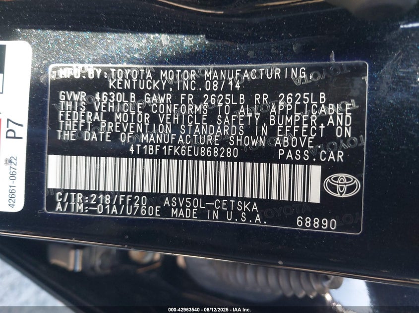 2014 TOYOTA CAMRY SE - 4T1BF1FK6EU868280
