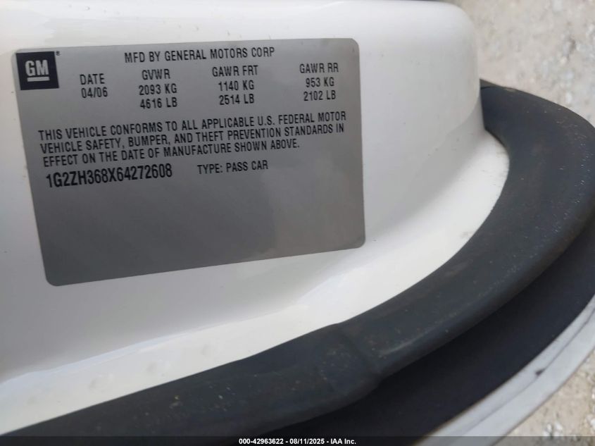 2006 Pontiac G6 Gt VIN: 1G2ZH368X64272608 Lot: 42963622