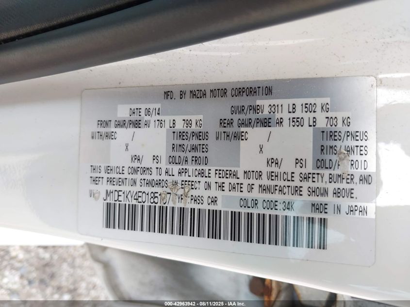 2014 MAZDA MAZDA2 SPORT - JM1DE1KY4E0185107