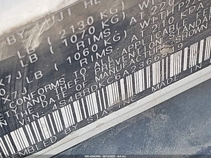 2010 Subaru Outback 3.6R Limited VIN: 4S4BRDKC6A2366849 Lot: 42963990