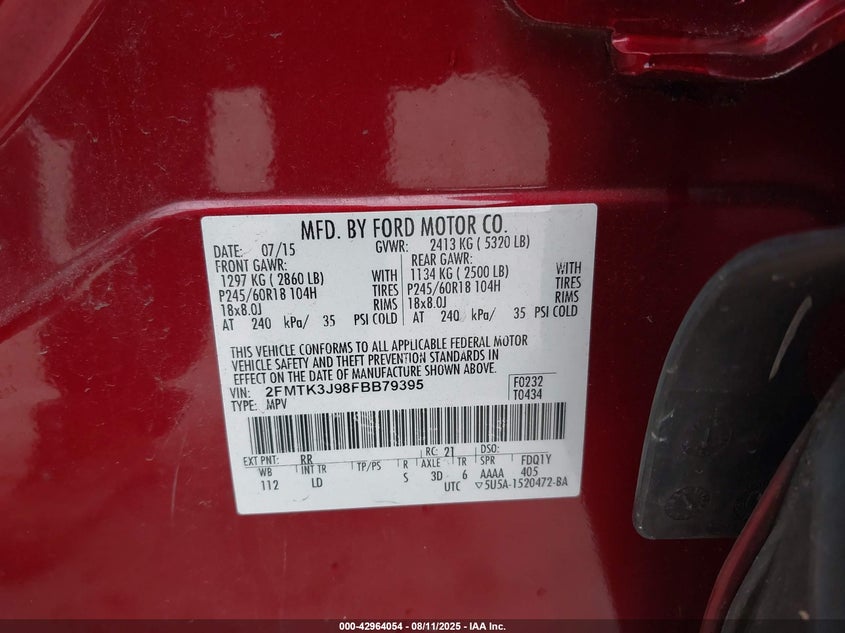 2015 FORD EDGE SEL - 2FMTK3J98FBB79395