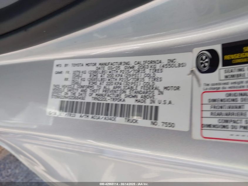 2005 Toyota Tacoma VIN: 5TENX22N45Z068492 Lot: 42965114