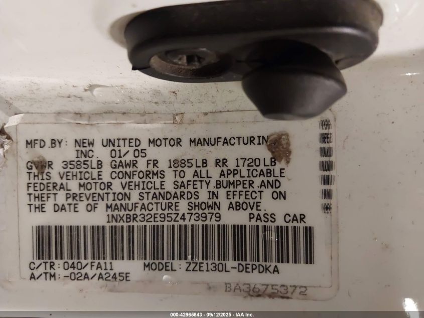 2005 Toyota Corolla Ce VIN: 1NXBR32E95Z473979 Lot: 42965843