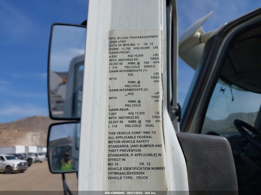 2013 International 4000 4400 VIN: 1HTMKAAL3DH329294 Lot: 42966060