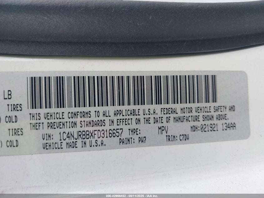 2015 JEEP PATRIOT SPORT - 1C4NJRBBXFD316657