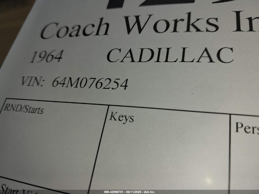 1964 Cadillac Fleetwood VIN: 64M076254 Lot: 42966701