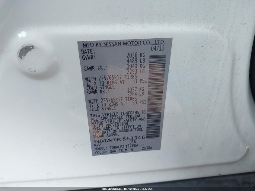 2015 NISSAN ROGUE S - 5N1AT2MT0FC863346