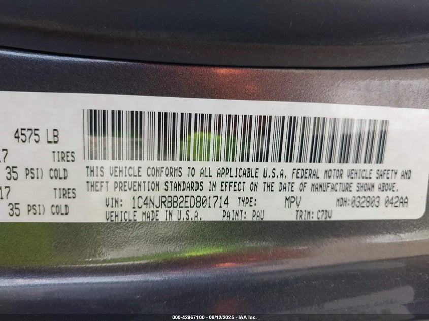 2014 JEEP PATRIOT SPORT - 1C4NJRBB2ED801714