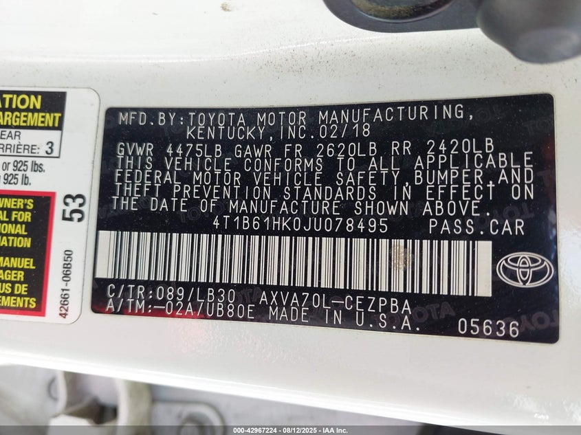 2018 TOYOTA CAMRY XSE - 4T1B61HK0JU078495