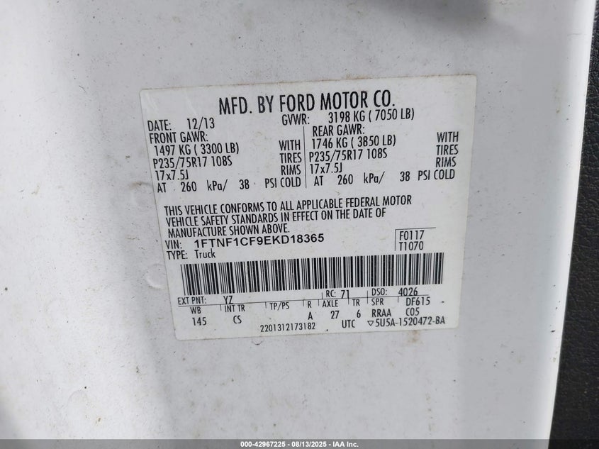 2014 FORD F-150 XL - 1FTNF1CF9EKD18365