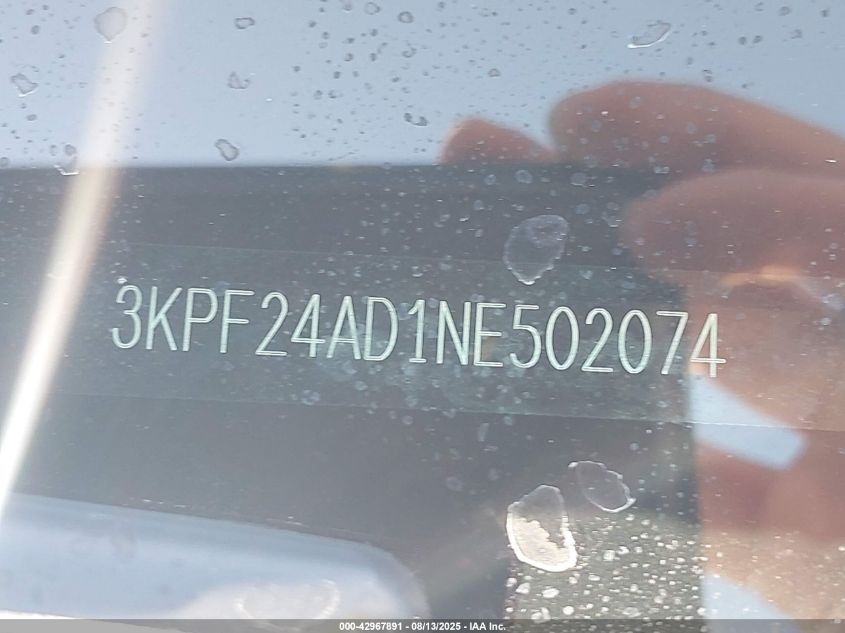 2022 Kia Forte Lxs VIN: 3KPF24AD1NE502074 Lot: 42967891