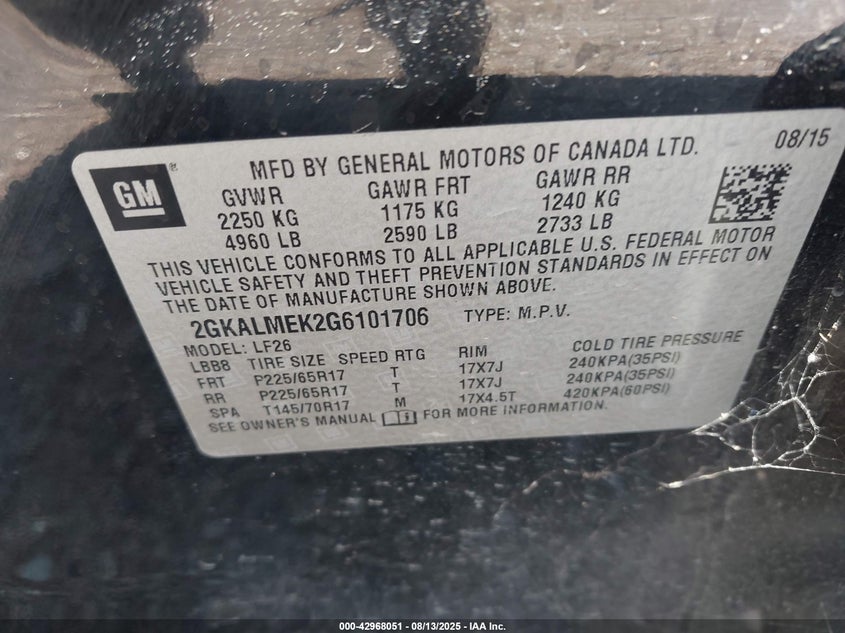 2016 GMC TERRAIN - 2GKALMEK2G6101706