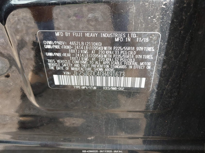 2016 Subaru Forester 2.0Xt Premium VIN: JF2SJGDC4GH491673 Lot: 42968325