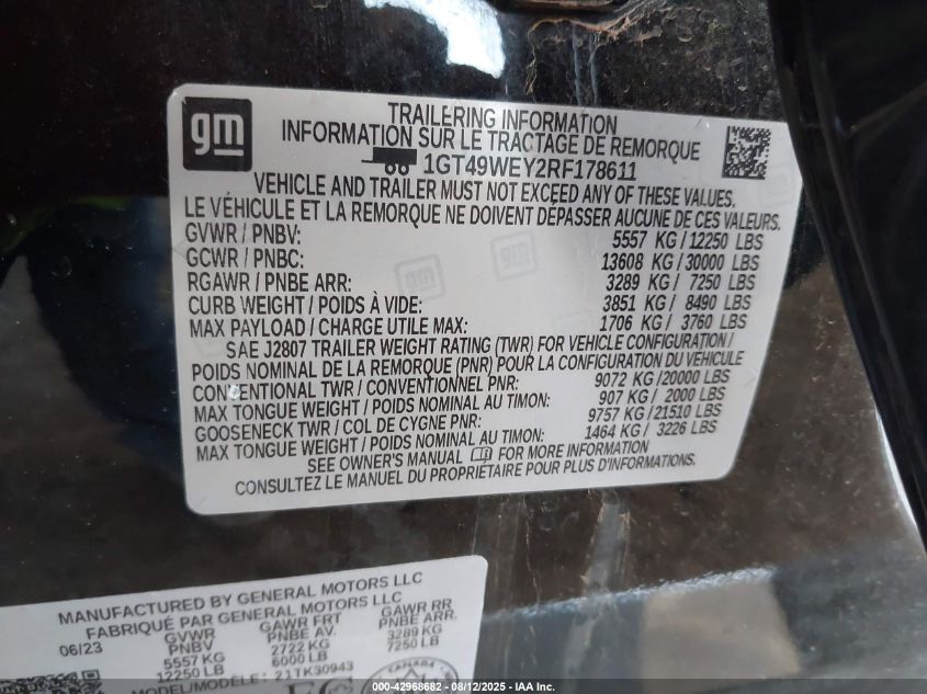 2024 GMC Sierra 3500Hd 4Wd Long Bed Denali/4Wd Standard Bed Denali VIN: 1GT49WEY2RF178611 Lot: 42968682