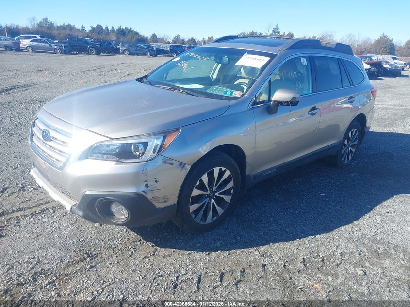Vin: 4s4bsblc9f3239506, lot: 43462706, subaru outback 2.5i limited 20152