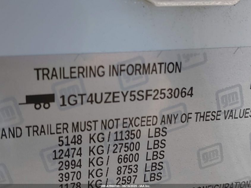 2025 GMC Sierra 2500Hd 4Wd Standard Bed At4X VIN: 1GT4UZEY5SF253064 Lot: 42968785