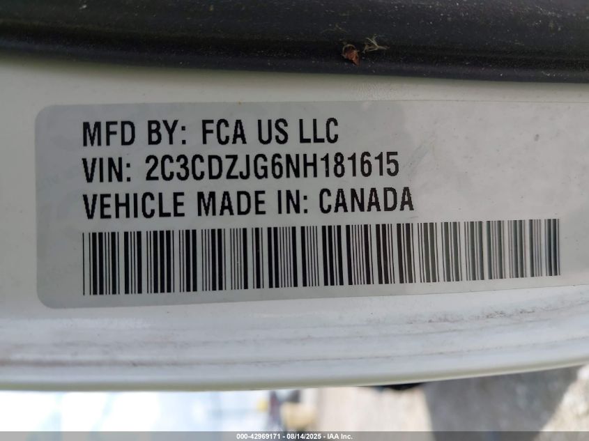 2022 Dodge Challenger Gt VIN: 2C3CDZJG6NH181615 Lot: 42969171