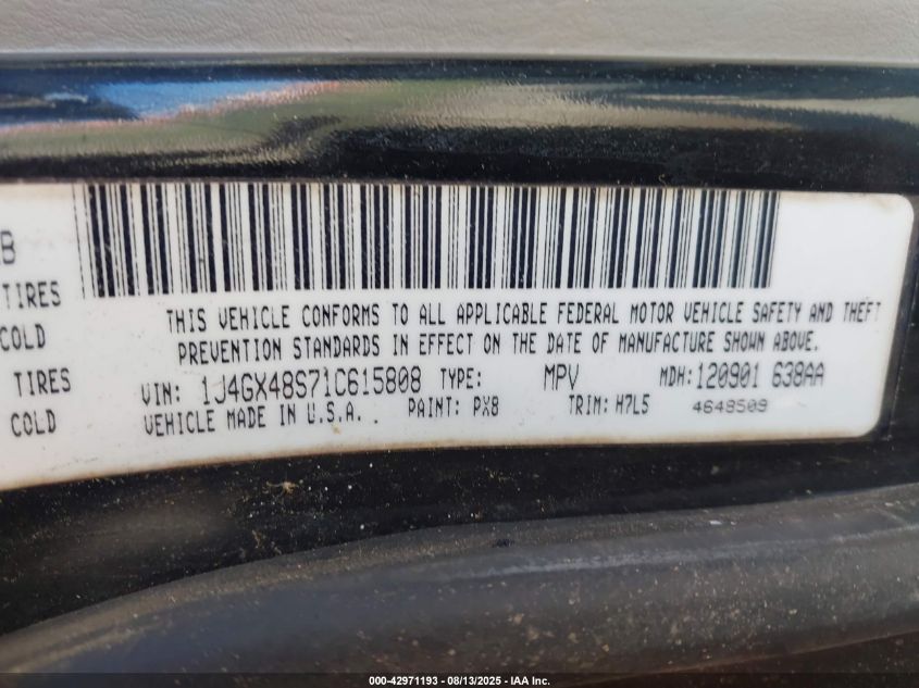 2001 Jeep Grand Cherokee Laredo VIN: 1J4GX48S71C615808 Lot: 42971193