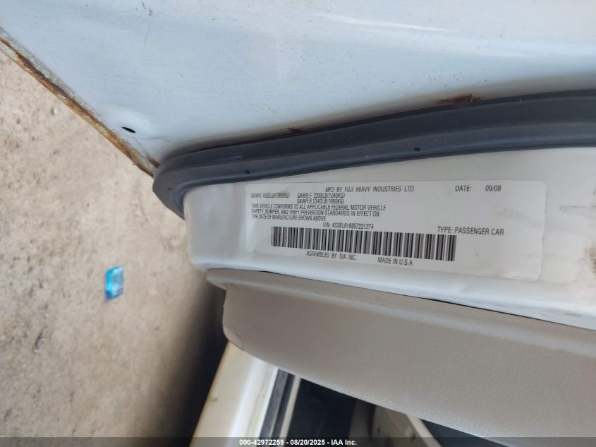 2009 Subaru Legacy 2.5I VIN: 4S3BL616897221274 Lot: 42972259