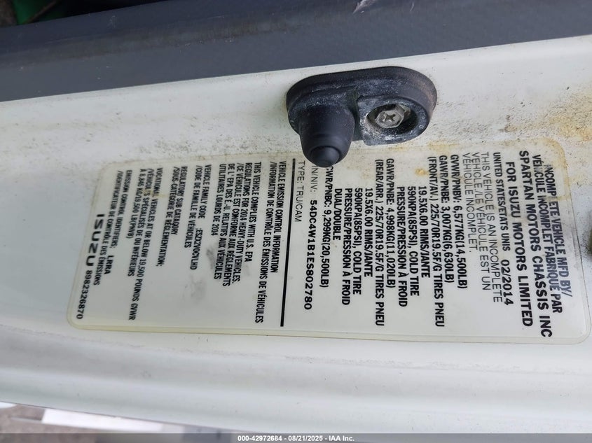 2014 Isuzu Npr Gas Reg VIN: 54DC4W1B1ES802780 Lot: 42972684