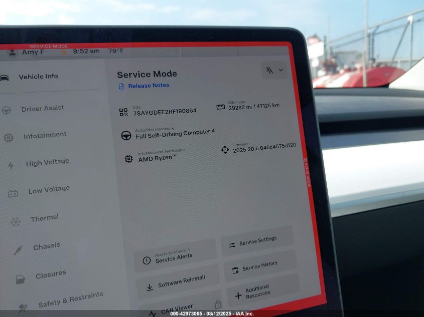 2024 Tesla Model Y Long Range Dual Motor All-Wheel Drive VIN: 7SAYGDEE2RF190864 Lot: 42973065