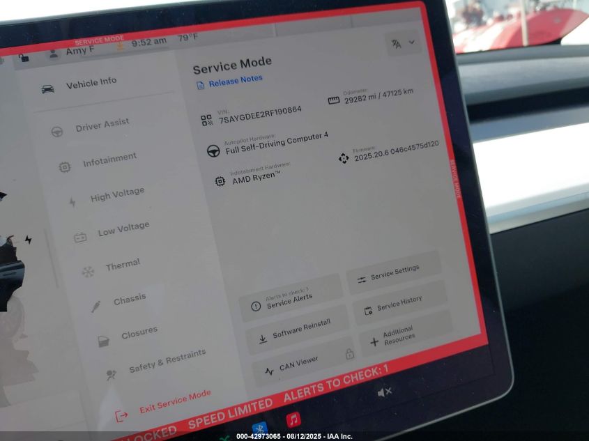 2024 Tesla Model Y Long Range Dual Motor All-Wheel Drive VIN: 7SAYGDEE2RF190864 Lot: 42973065