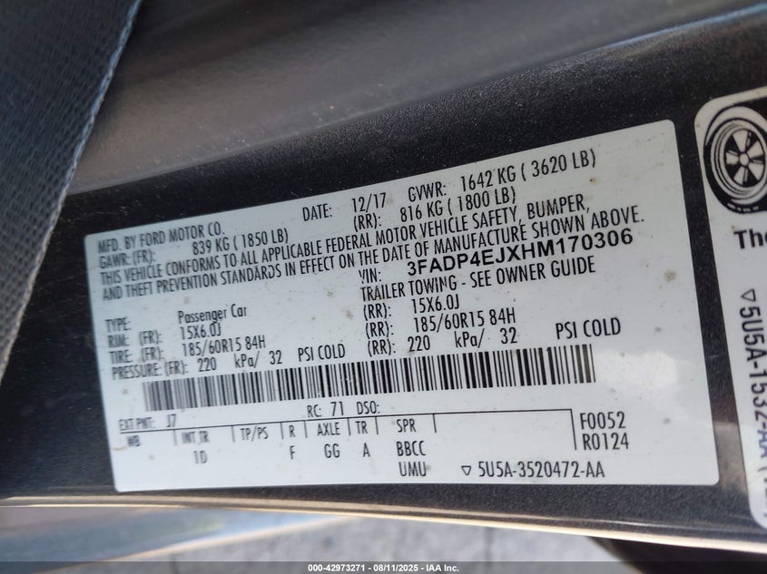 2017 FORD FIESTA SE - 3FADP4EJXHM170306